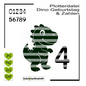 Plotterdatei Dino Geburtstag mit Zahlen | SVG